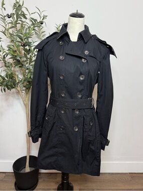 Burberry Black Double-Breasted Trench Coat with Belt